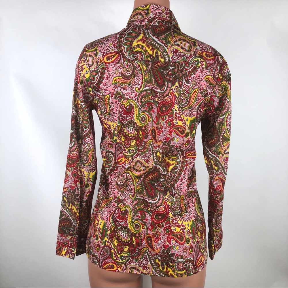 Sundance Blouse Paisley Floral Ruffle Front - Picture 4 of 5
